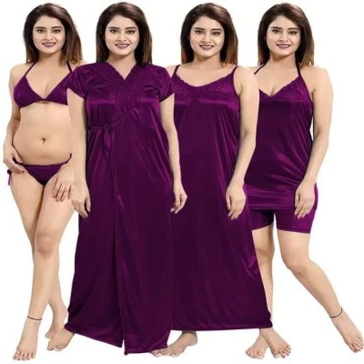 6 part night dress purplepurple